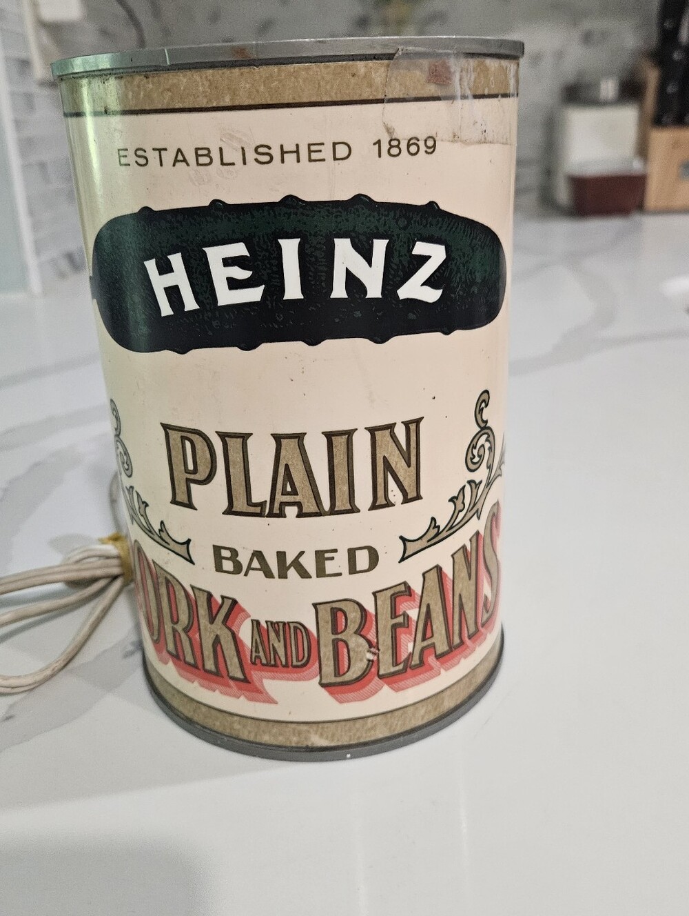 Heinz Vintage Plain Baked Beans Can - Can Opener 1960s Vintage Kitchen Old Logo